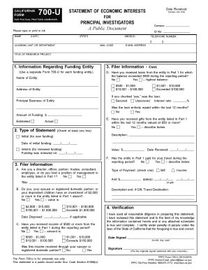 California Statement of Economic Interests Form 700-U