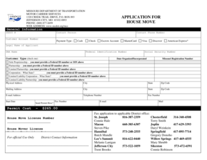 Missouri House Move Application