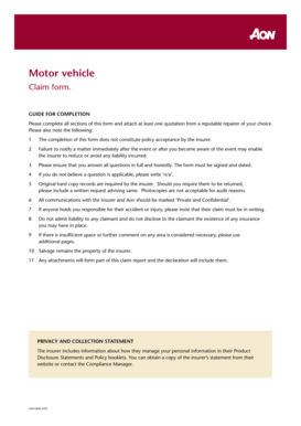 Motor Vehicle Claim Form