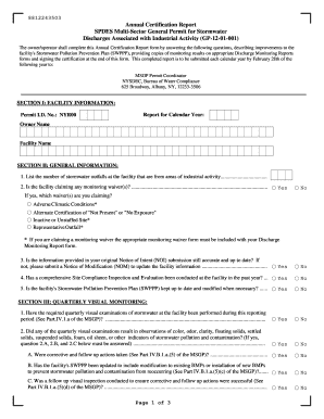 Annual Certification Report for SPDES Multi-Sector General Permit
