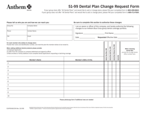 Dental Plan Change Request Form