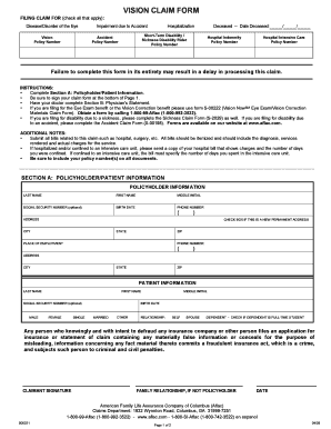 Aflac Vision Claim Form