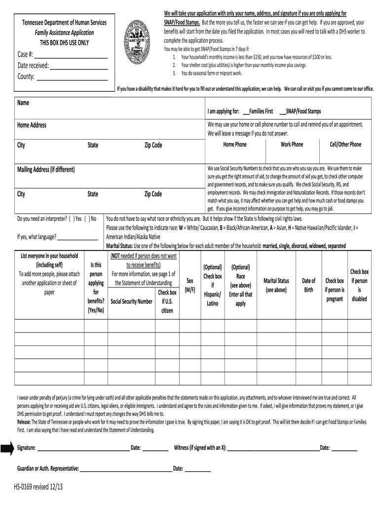 2013-2022 Form TN HS-0169 Fill Online, Printable, Fillable, Blank