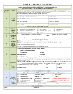 Payee Data Record for California Judicial Council