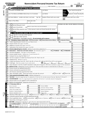 Arizona Nonresident Personal Income Tax Return