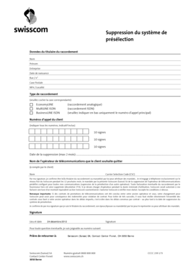 Formulaire de suppression du système de présélection
