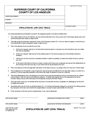 Stipulation Re Jury Civil Trials