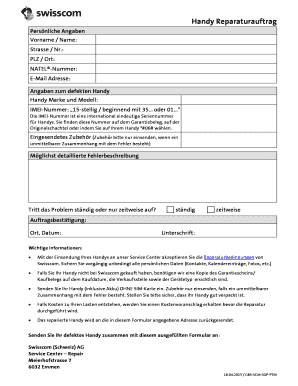 Handy Reparaturauftrag