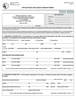 California Check Casher Permit Application