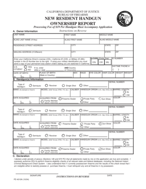 California New Resident Handgun Ownership Report