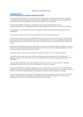 Disclosure of Incentives Form