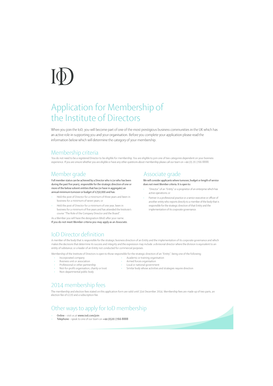 Institute of Directors Membership Application