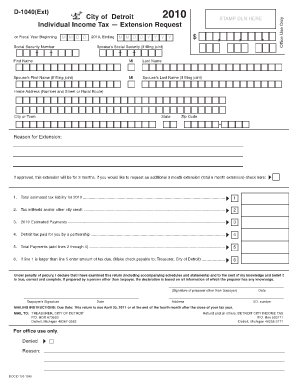 Detroit Individual Income Tax Extension Request