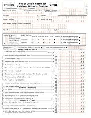 City of Detroit Income Tax Individual Return