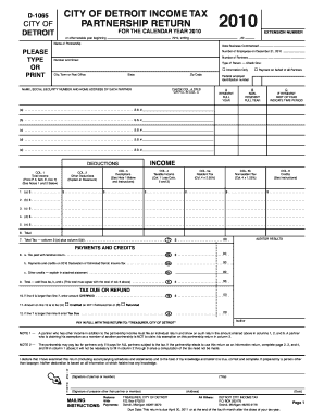 City of Detroit Partnership Income Tax Return