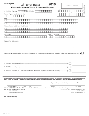 Detroit Corporate Income Tax Extension Request