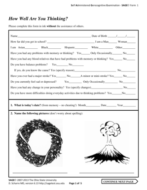 Self Administered Gerocognitive Examination Form