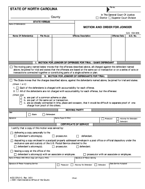 Motion and Order for Joinder