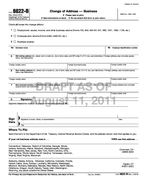 Form 8822-B (Rev. March 2012) - 8 26 232