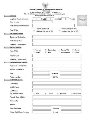 Indonesia Visa Application Form