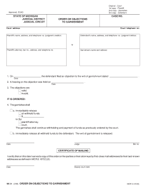 Order on Objections to Garnishment