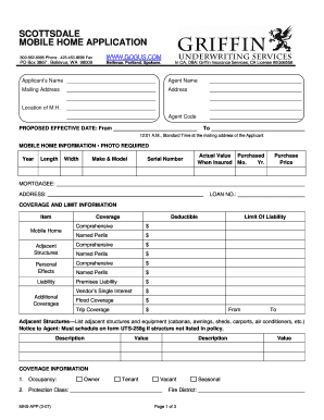 Scottsdale Mobile Home Insurance Application
