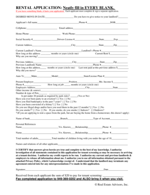 Rental Application Form