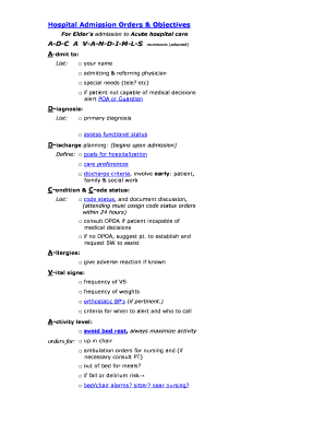 Hospital Admission Orders for Elderly Patients