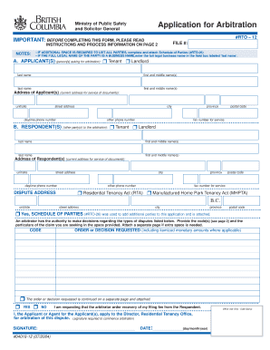 Application for Arbitration