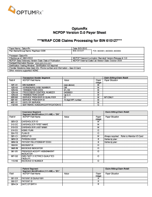 OptumRx NCPDP D.0 Payer Sheet