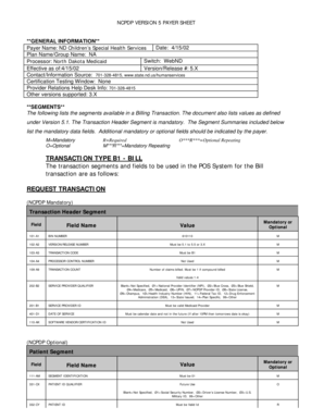 NCPDP Version 5 Payer Sheet