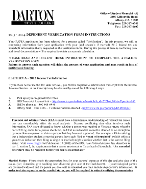 2013-2014 Dependent Verification Form
