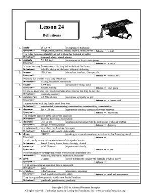 Lesson 24 Vocabulary Test