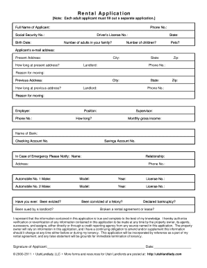 Residential Rental Application - UtahLandlady.com