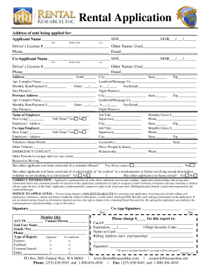 Rental Application Form