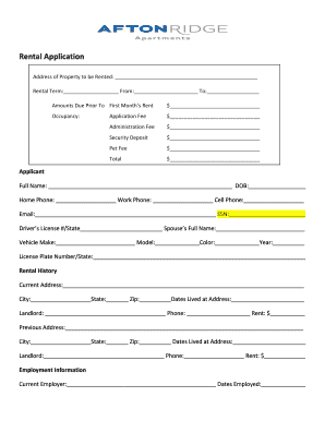 Rental Application Form