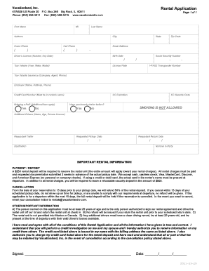Vacationland Rental Application