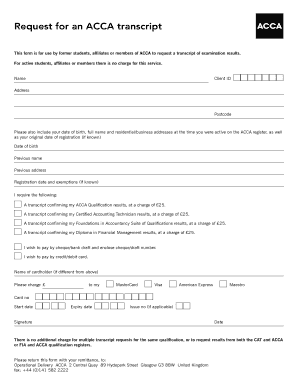 ACCA Transcript Request Form