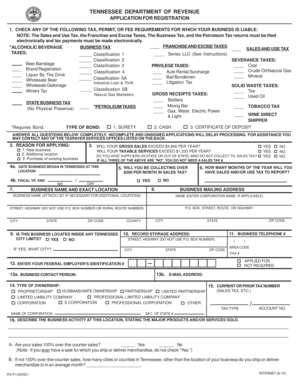 Tennessee Business Tax Registration Application