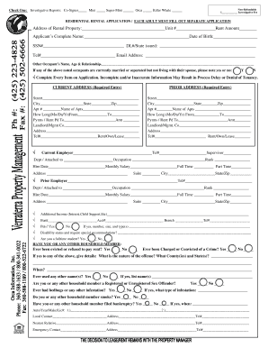 VT-PM12 Rental Application Form