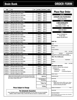 Brain Bank Order Form