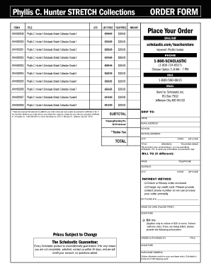 Phyllis C. Hunter Stretch Collections Order Form