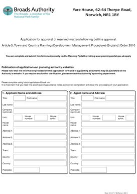 Reserved Matters Planning Application Form