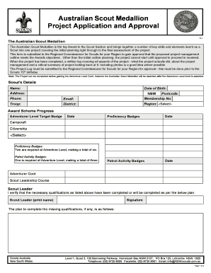 Australian Scout Medallion Project Application