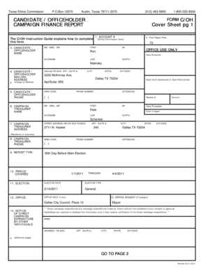 Texas Ethics Commission Campaign Finance Report