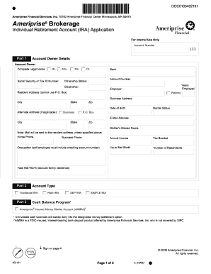 Ameriprise Individual Retirement Account Application