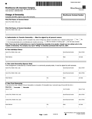 RiverSource Life Insurance Change of Ownership Form