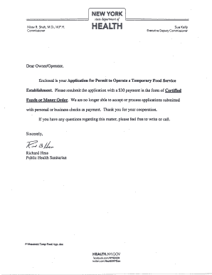New York Temporary Food Service Permit Application