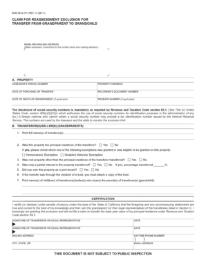 California Grandparent-Grandchild Reassessment Exclusion Form