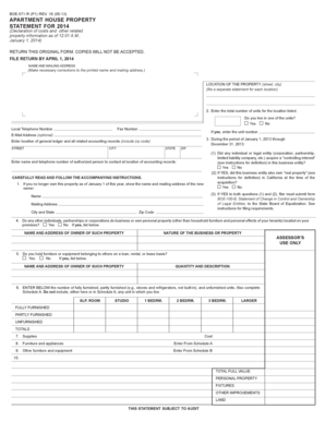 California Apartment House Property Statement